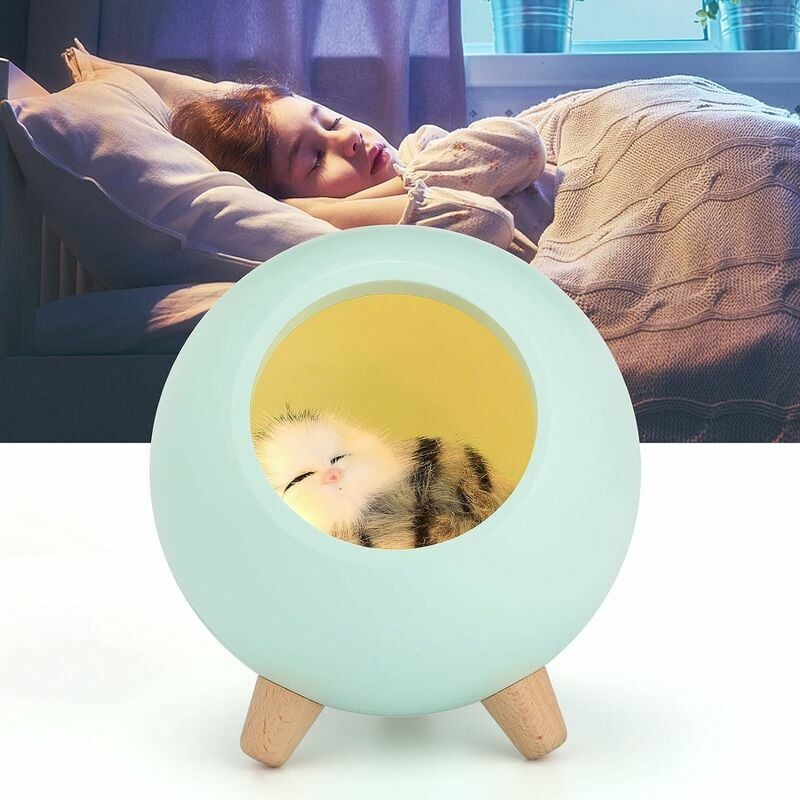 Trimec - Veilleuse Enfant led, Cadeau Fille 6 ans, Lampe de Chevet Tactile Rechargeable, Lampe Chat Cadeau pour Femme Enceinte, Enfant, bébé, (Vert)