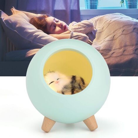 Veilleuse Enfant LED, Lampe de Chevet Tactile Rechargeable, Lampe Chat Cadeau pour Femme Enceinte, Enfant, bébé, Vert-Fei Yu