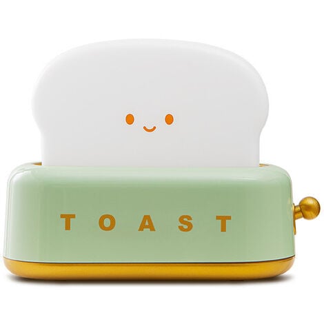 HEYTEA Veilleuse Enfant, LED Lampe de Chevet Toaster, Veilleuse Bébé Rechargeable USB, Veilleuse Bebe à Intensité Variable, Lampe Chevet Chambre avec Fonction Minuterie, Kawaii Veilleuse Adulte, Cadeau Bebe