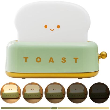 Veilleuse Enfant, LED Lampe de Chevet Toaster, Veilleuse Bébé Rechargeable USB, Veilleuse Bebe à Intensité Variable, Lampe Chevet Chambre avec Fonction Minuterie, Kawaii Veilleuse Adulte, Cadeau Bebe