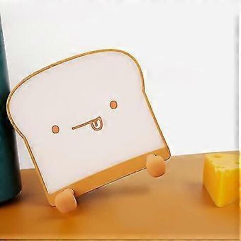 Veilleuse enfant mignonne, veilleuse en forme de toast avec support pour téléphone portable, rechargeable par USB, portable pour la chambre