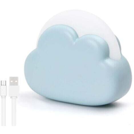 Veilleuse Enfant Rechargeable, Plastique LED Veilleuse Bébé Nomade Nuage, 4 Modes Lampe de Nuit Portable, Lampe de Chevet pour Chambre Enfant, Cadeau Naissance pour Fille Garçon (Bleu)