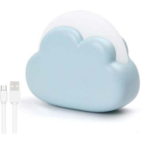 Veilleuse Enfant Rechargeable, Plastique LED Veilleuse Bébé Nomade Nuage, 4 Modes Lampe de Nuit Portable, Lampe de Chevet pour Chambre Enfant, Cadeau Naissance pour Fille Garçon (Bleu)