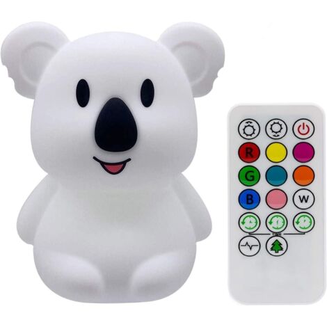 Veilleuse Enfant Silicone - 1 Unité - Rechargeable USB - LED Multicolore Télécommande - Chambre Bébé Voyage - Doux Lavable