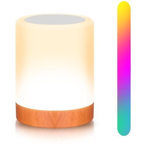 veilleuse enfant Tactile Rechargeable Lampe de Chevet Bureau Mini Led avec 6 Couleurs Changeante et 1 Ports de Chargement USB,