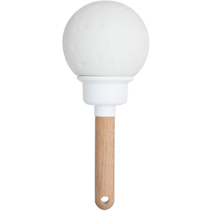 Veilleuse hochet projection étoiles Blanc 10x23 cm