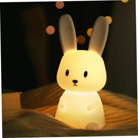 Veilleuse Enfants Mignon Lapin Lampe Led Bébé Couleur Changeante Portable Animaux Lumières Silicone Chargeable par Usb Lampe de Nuit Lapin Pour Enfants Toddler Bedsid