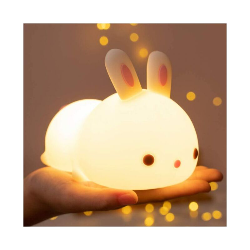 Veilleuse Enfant,Veilleuse Bébé,Veilleuse Enfant Rechargeable,Veilleuse Bebe led Lapin Tactile,Veilleuse Portable Silicone Nuit Fille Garcon