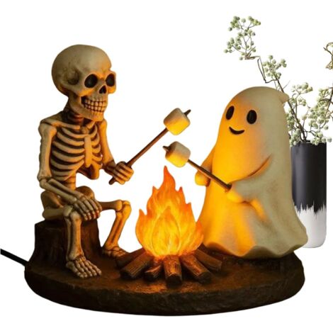 Veilleuse Fantôme Feu de Camp d'Halloween - Veilleuse Mignonne Squelette