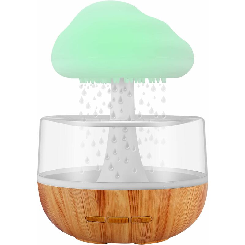 Veilleuse fontaine zen diffuseur d'huiles essentielles micro-humidificateur avec nuage de pluie et son de gouttes d'eau pour aromathérapie, bureau,