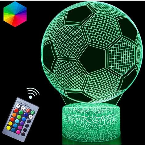 Lampe De Chevet Personnalisable Veilleuse Illusion 3D Ballon De Football  Shoot 16 Couleurs & Télécommande 