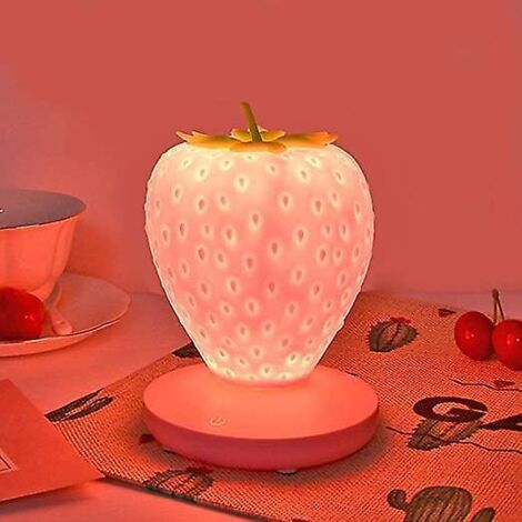 veilleuse Fraise (rose), Jolie Lumire Fraise En Silicone, Veilleuse Pour Enfants, Veilleuse Led Maternelle, Charge Usb Pour Lampe De Chevet Pour E