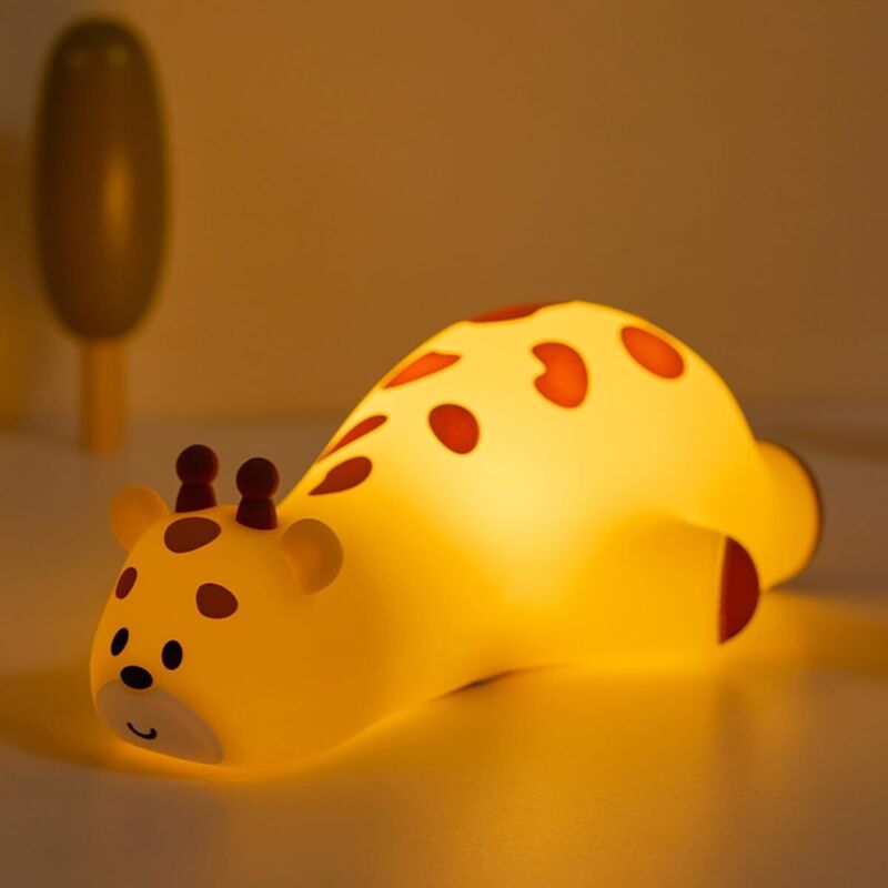 RHG Veilleuse girafe mignonne pour enfants, trois niveaux de luminosité, lampe de chevet tactile, rechargeable.