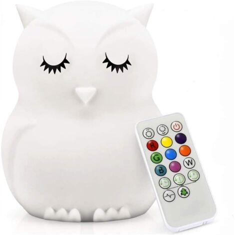 Veilleuse Hibou - 1 Unité - Silicone - 9 Couleurs LED Rechargeable - Chambre Bébé et Enfant - Grande Taille