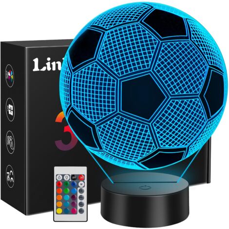 Veilleuse illusion 3D ballon de football, 16 couleurs, décoration de chambre, cadeau sportif pour enfants et adolescents (garçons et filles).