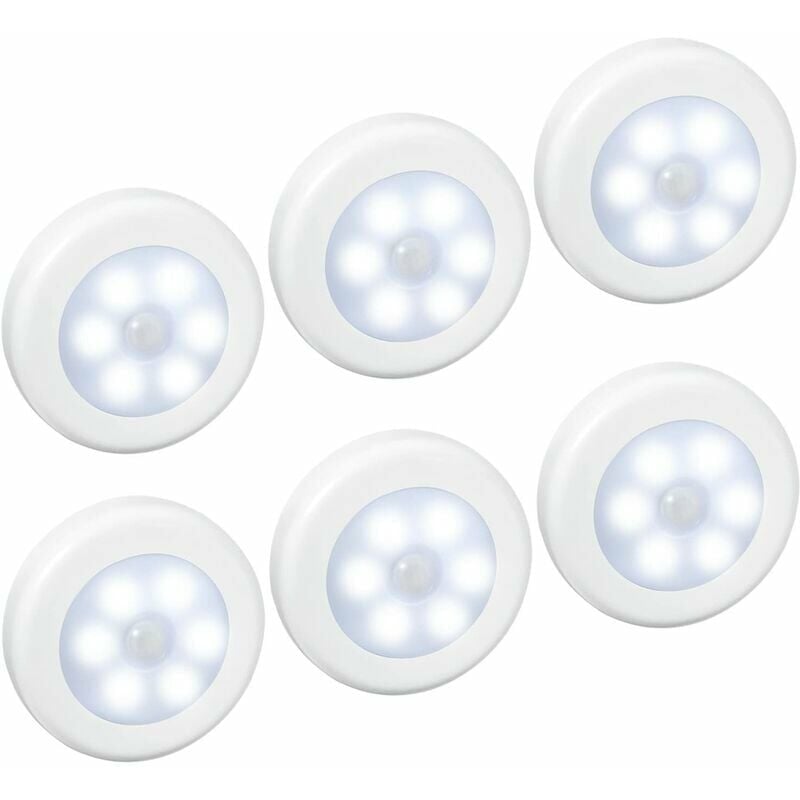 Veilleuse à induction pour corps humain 6LED, éclairage de secours pour armoire, 6PCS, lumière blanche, convient pour armoire, armoire, couloir