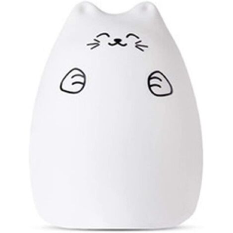 Veilleuse, lampe chat en silicone, lampe de chevet enfant LED, lampe chat en silicone mignonne pour enfants, 7 couleurs clignotantes, rechargeable par USB, lampe bébé à changement de couleur