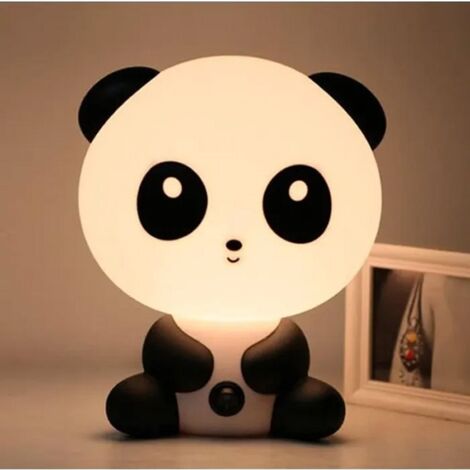 Veilleuse Lampe de Nuit Chevet Table Lumière Douce Blanc Chaud Déco Cadeau Style Panda pour Chambre Enfant Bébé