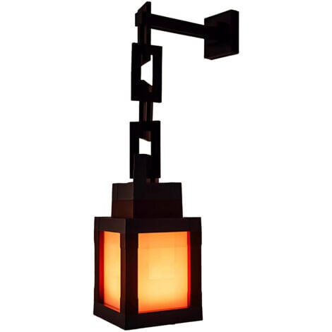 BAZYWTYH Veilleuse lanterne pixélisée, lampe d'ambiance murale LED 16 couleurs avec télécommande, lampe de table et murale rechargeable par USB pour chambre, salle de jeux, chambre d'enfant, chambre de garçon