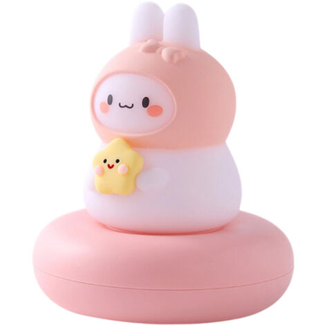 Veilleuse lapin rose mignonne, lampe de chevet LED à intensité variable, veilleuse tactile pour chambre de fille.