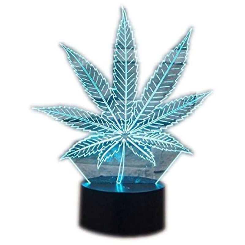 Veilleuse led 3D en forme de feuille avec interrupteur tactile et port usb, 7 couleurs de lumière en acrylique