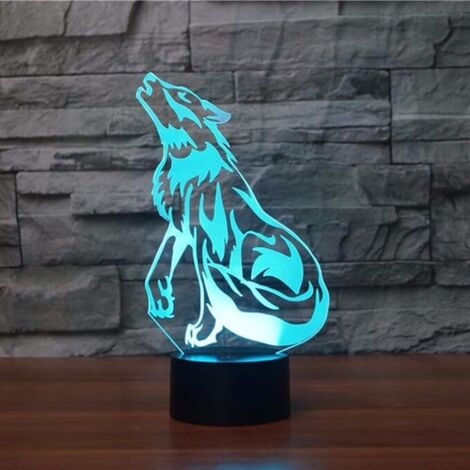 Veilleuse LED 3D Loup (1 pièce) avec illusion d'optique