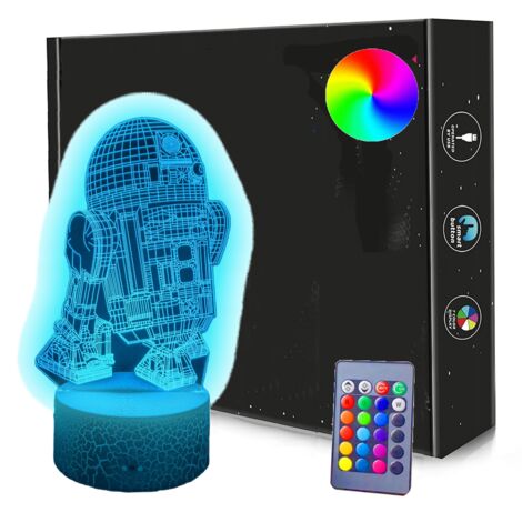Veilleuse LED 3D ROBOT STAR WARS USB / Piles + Télécommande RGB