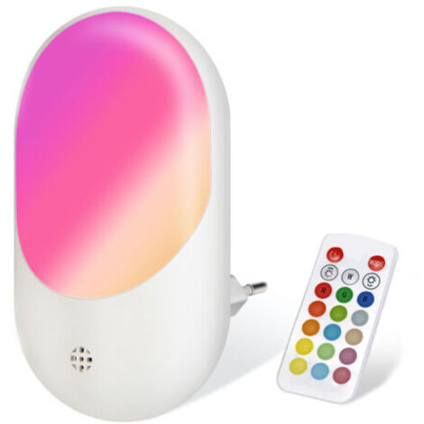 Veilleuse LED à brancher - 16 couleurs RVB, livrée avec télécommande, offre un éclairage doux, convient aux cuisines, couloirs et escaliers, pratique et élégante.