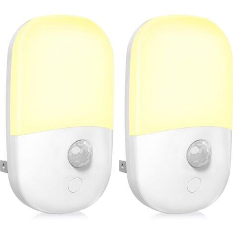 Veilleuse LED à intensité variable avec détecteur de mouvement, blanc chaud et doux, luminosité réglable, pour chambre, salle de bain, cuisine, couloir, escalier, lot de 2
