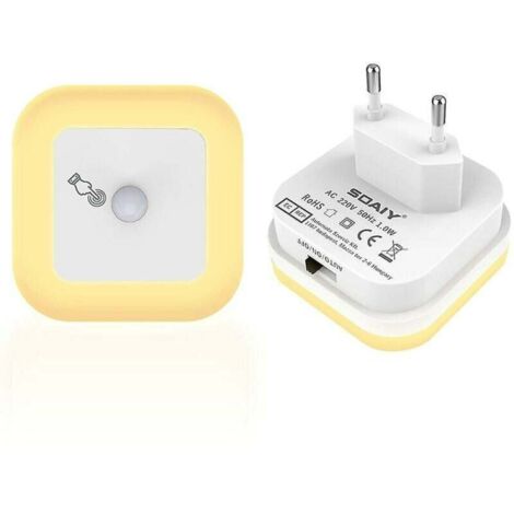 Veilleuse LED à intensité variable avec détecteur de mouvement, douilles, luminosité réglable en continu, 3 modes (Auto/Marche/Arrêt), éclairage d'orientation,idéale pour chambre d'enfant,blanc chaud