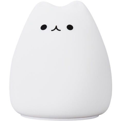 Veilleuse LED à piles, motif chat mignon, en silicone, à couleurs changeantes, pour chambre d'enfant. Lampe tactile.