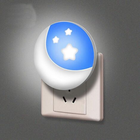 Veilleuse LED à prise avec capteur de lumière, veilleuse pour enfants, motif lune et étoiles, éclairage automatique pour chambre, escalier, couloir, toilettes, cuisine