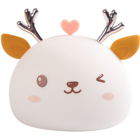 Veilleuse LED Cerf - 7 couleurs - Silicone doux au toucher - Veilleuse de chevet - Cadeau lumineux - Chambre d'enfant(rechargeable par Type-c)
