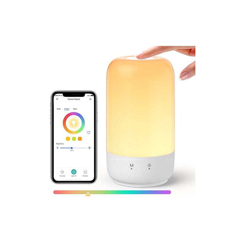 Meross - veilleuse led connectée, lampe de chevet intelligente compatible avec apple homekit, alexa et google home, rgbcw lampe de table