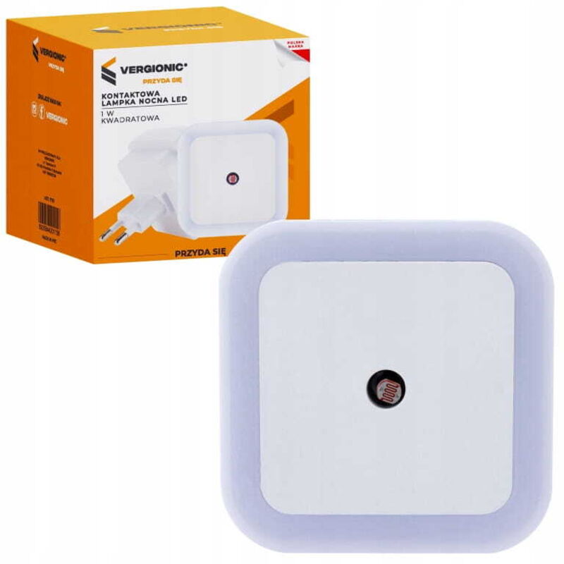 Veilleuse LED contact 6,5x6,5cm 220V avec capteur crépusculaire