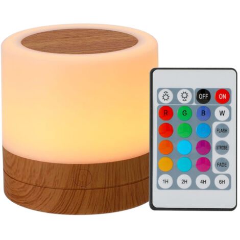 Veilleuse LED de bureau colorée pour chambre à coucher, lampe de chevet tactile USB RGB avec télécommande