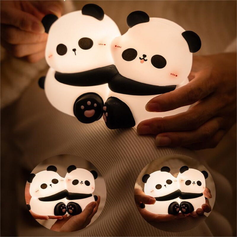 Veilleuse led en forme de panda endormi, décoration de bureau, lumière douce et anti-stress