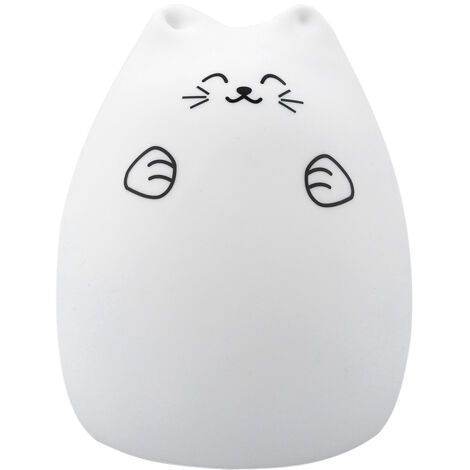 Veilleuse LED en silicone en forme de chat coloré, rechargeable et tactile, cadeau mignon pour enfants n° 2