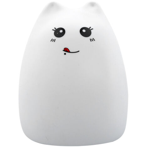 Veilleuse LED en silicone en forme de chat coloré, rechargeable et tactile, cadeau mignon pour enfants n° 3