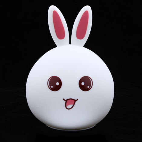 Veilleuse LED en silicone en forme de lapin, colorée et rechargeable par USB, pour enfants  Happy Rabbit