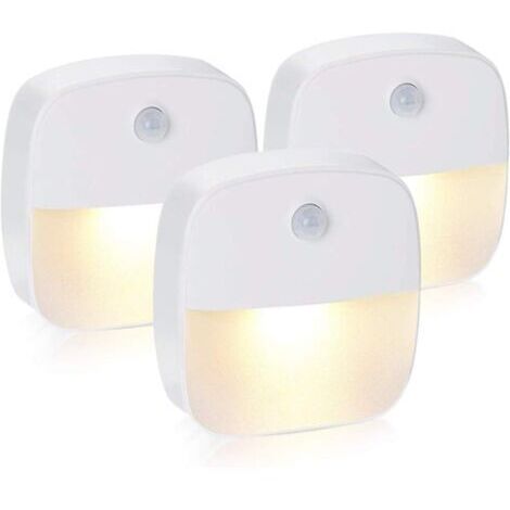 Veilleuse LED, lampe de nuit murale autocollante avec détecteur de mouvement et capteur de lumière, veilleuse LED pour enfants pour chambre de bébé, chambre à coucher, garage et couloir (blanc chaud)