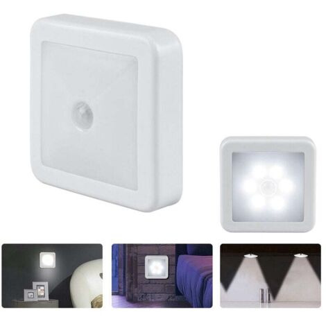 Veilleuse Led,  Magnétique lampe detecteur de mouvement interieur avec tampons adhésifs gratuits, Coller n'importe où, Blanc Paquet de 2,