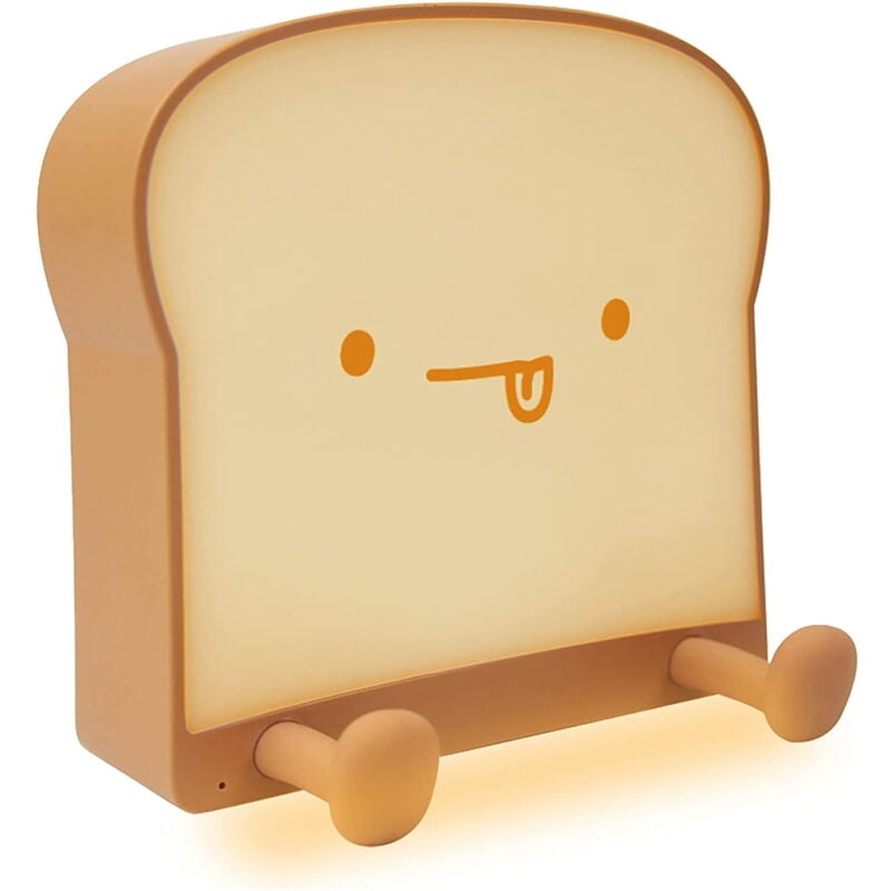 Feiyue - Veilleuse led mignonne en forme de pain grillé avec batterie rechargeable et minuterie, lampe de chevet portable pour chambre à coucher,