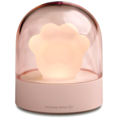 Veilleuse LED musicale griffe de chat, 3 niveaux d'intensité lumineuse, lampe de chevet USB pour enfants, boîte à musique lumineuse