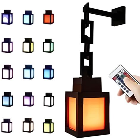 Veilleuse LED Pixel - 16 couleurs, lampe lanterne + chaînette de suspension + bande adhésive 3M