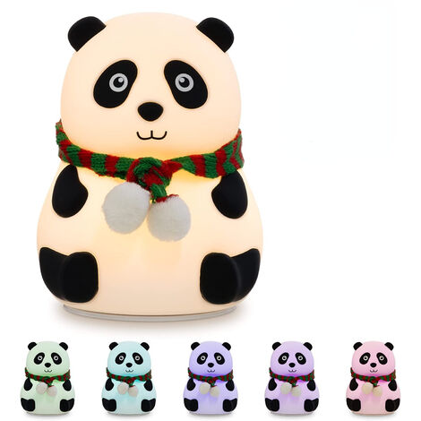 Veilleuse LED pour enfants - Pingouin lumineux pour enfants - Veilleuse en silicone - Avec couleurs changeantes et variateur-Panda