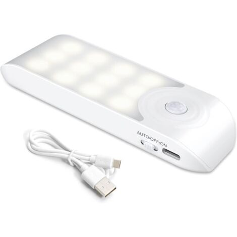 Veilleuse LED rechargeable, détecteur de mouvement automatique, applique murale magnétique portable pour placard, chambre, couloir, penderie, escalier [1 à 2 LED] [3 modes]