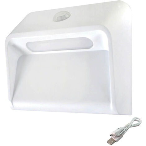 Veilleuse LED rechargeable USB, 0.4W, 3000K, détecteur de mouvement, crépusculaire, fixation aimantée - Tibelec