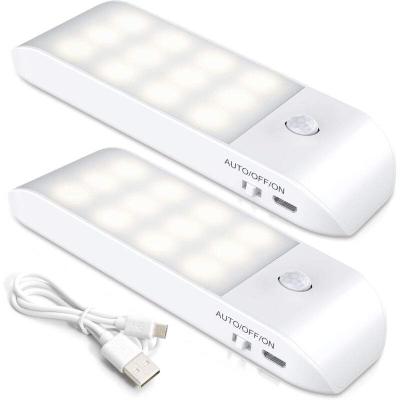 Veilleuse LED Rechargeable,[2 Pièces] Automatique Lampe Led Détecteur De Mouvement, Lumière Murale Magnetique Portable, pour Placard Chambre Couloir