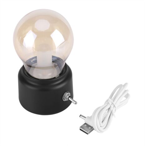 Veilleuse LED rétro créative, veilleuse rechargeable par USB, noire